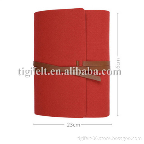 Classical style felt note book with hide rope